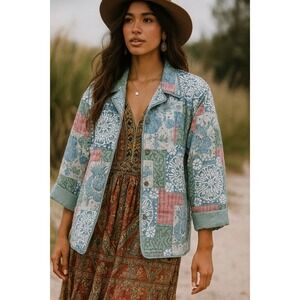 Alfred Dunner‎ Vintage Multi Color Silk Quilted Patchwork Jacket